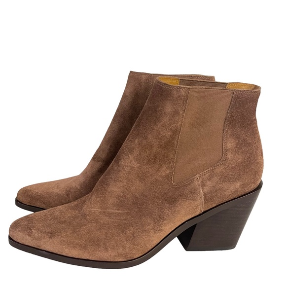 Rag and Bone Brown Suede Leather Pointed Block Heel Chelsea Ankle Boots 40 New - Picture 7 of 12